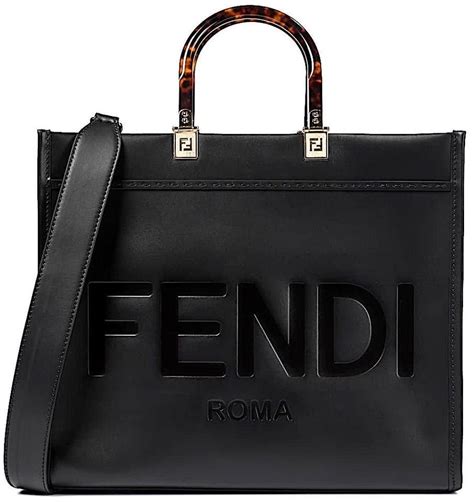 fendi bag black logo|Fendi signature tote bag.